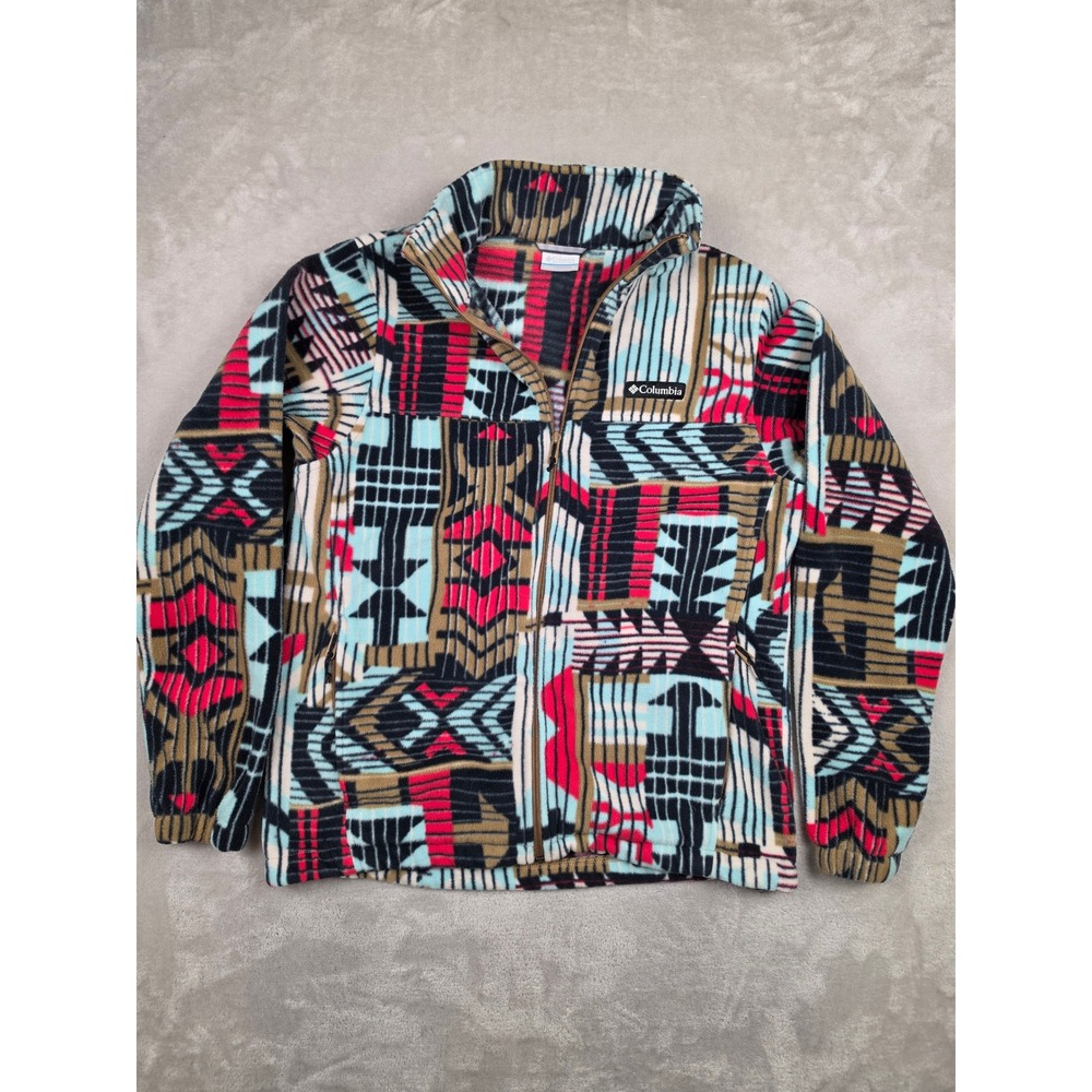 Columbia Fleece Jacket Mens M Aztec Geometric Full Zip Outdoor Gorpcore